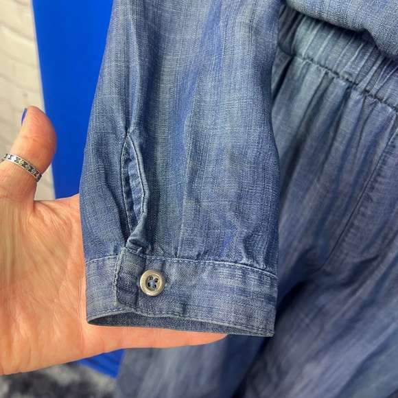 💙|•STANDARDS & PRACTICES•| Lightweight Denim Wide Leg Jumpsuit Size Large - Picture 6 of 14